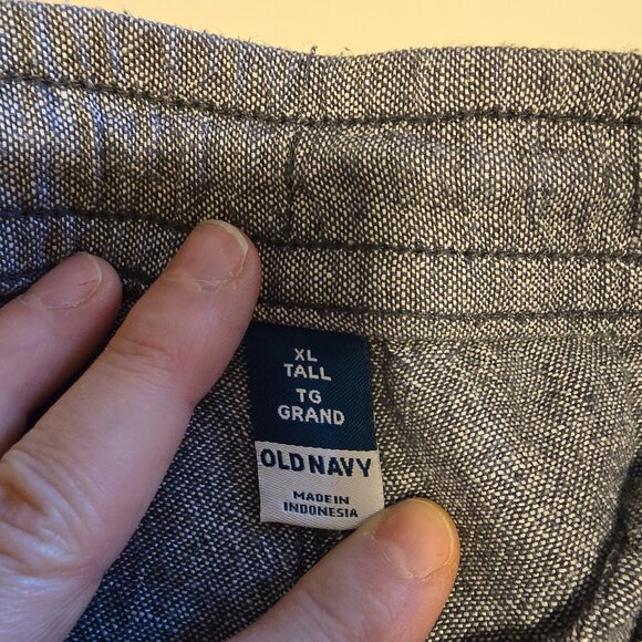 Old Navy Mid Rise Wide Leg Linen Blend draw string pants Womens Large Blue - Picture 3 of 7